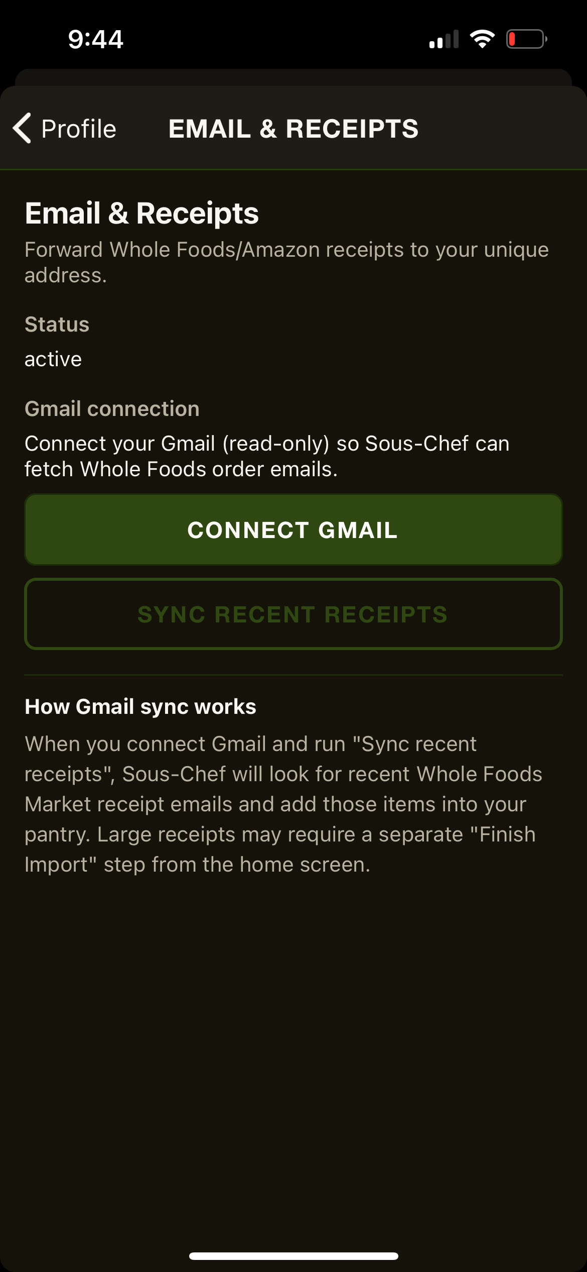 Connect Gmail Screen